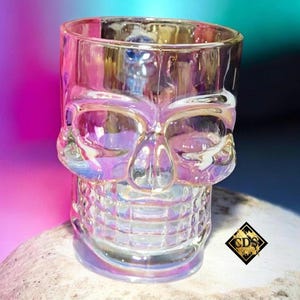 Personalized Radiant Opal Pearl Skull Drinking Glass With Bone Handle/Colorful Customized Beer Stein Mug/Birthday/Wedding/Anniversary Gift image 4