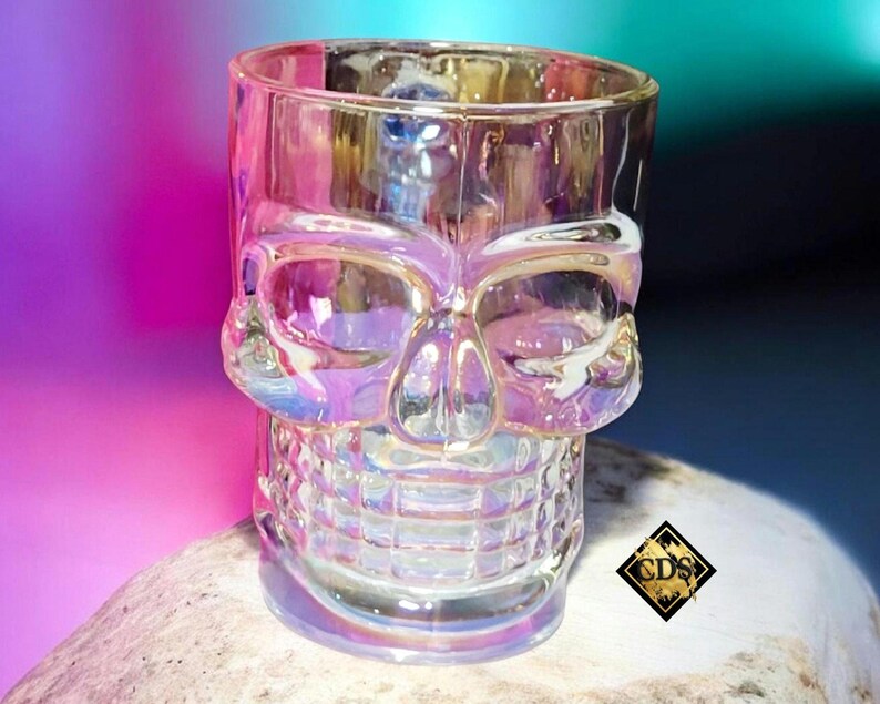 Personalized Radiant Opal Pearl Skull Drinking Glass With Bone Handle/Colorful Customized Beer Stein Mug/Birthday/Wedding/Anniversary Gift image 4