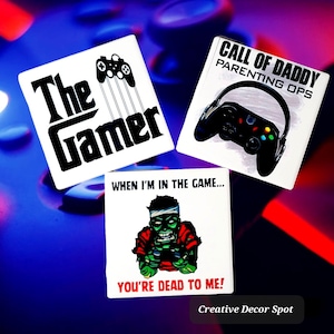 Gamers Ceramic Coasters/Coasters for Drinks/Custom Coasters/Coasters for Video Gamers/Coasters for Dad/Gamers Coaster/Father&#39;s Day Gift