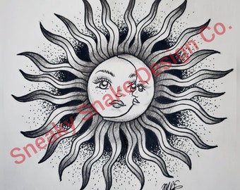 Sun And Moon Drawing Etsy Sun And Moon Drawing Etsy