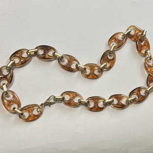 Vintage chunky chain belt West Germany 1970s Womens  Brown Tortoise Lucite YSL Tortoise Lucite Chain Belt XS-M – OMNIA main image 2