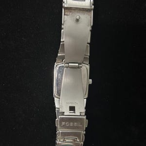 Vintage Fossil Silver Tone Watch | Minimalist Sleek Industrial Y2K Wristwatch Jewelry image 5