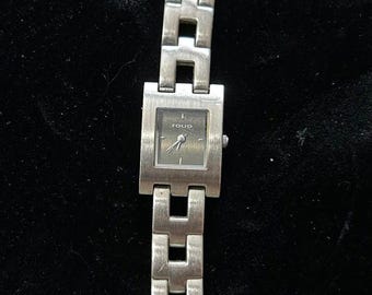 Vintage Silver Tone Bracelet Watch | Minimalist Rectangular Face Non Working | Modernist Jewelry Piece
