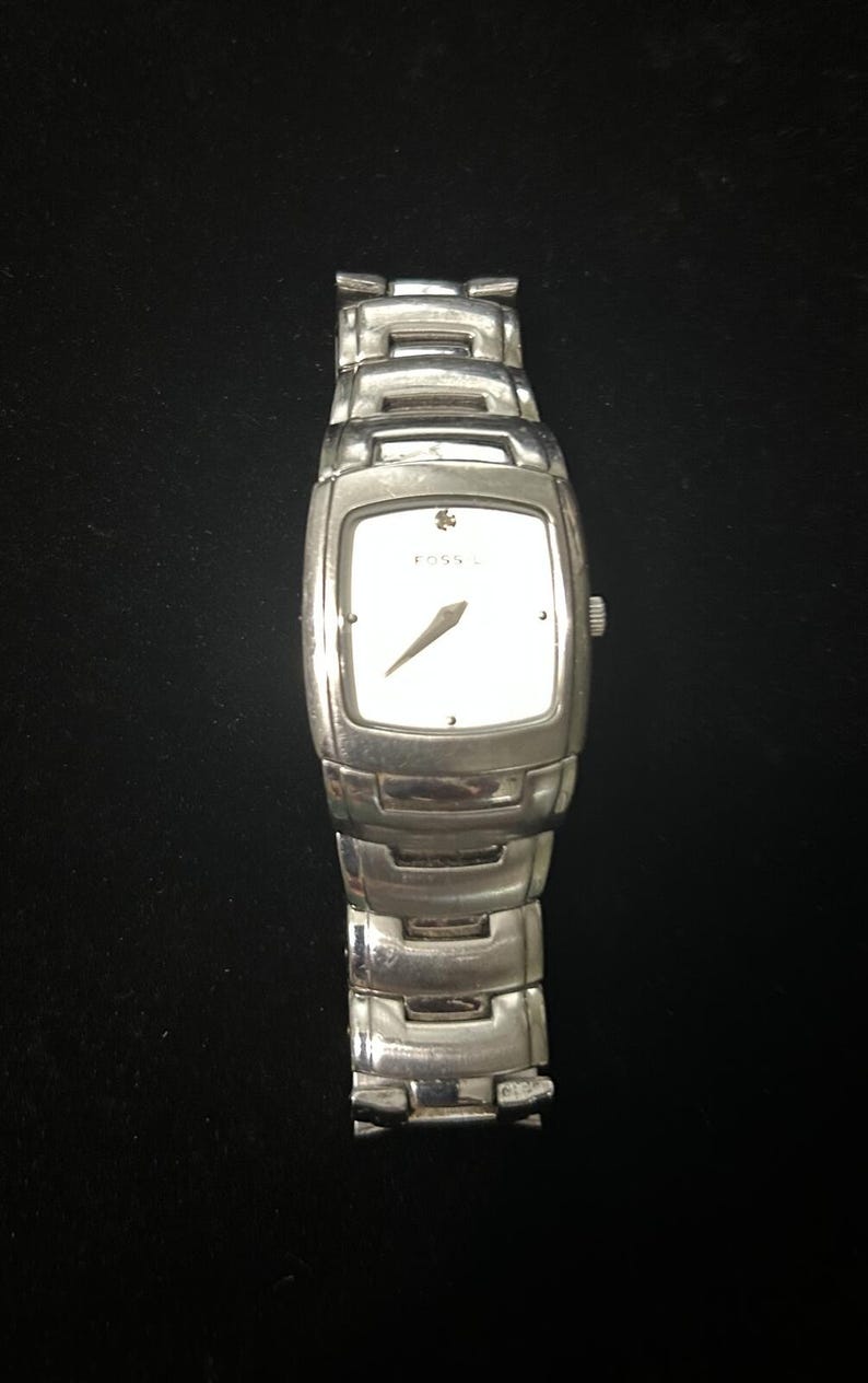 Vintage Fossil Silver Tone Watch | Minimalist Sleek Industrial Y2K Wristwatch Jewelry image 2