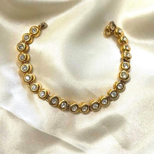 Vintage Monet Tennisarmband Guldfärgad Strass Klassiska Eleganta Smycken