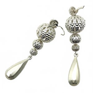 Dazzling Dangle Earrings Vintage Silver-Tone Statement Jewelry