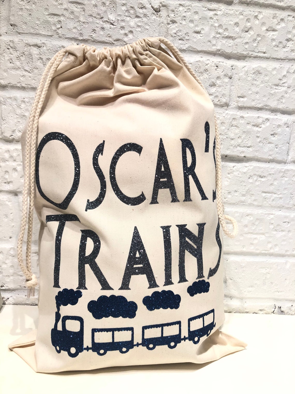 Toy stuff bag TrainsPersonalised train themed Toy Bag Stuff Etsy