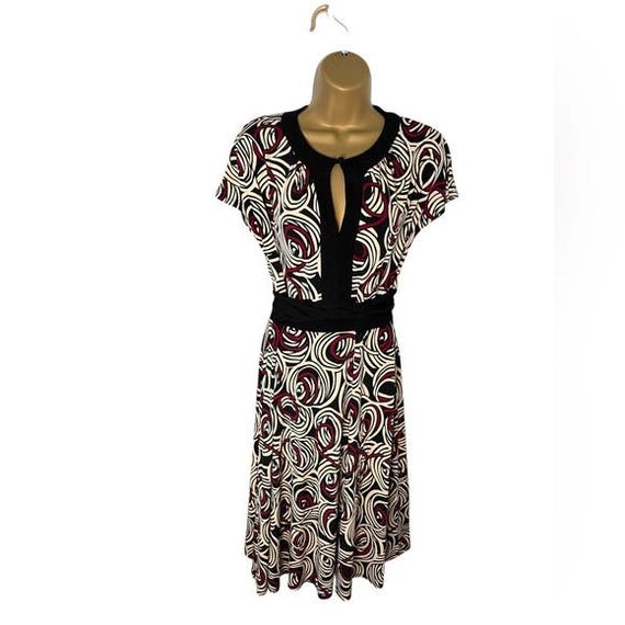 Vintage 90s Scarlett Abstract Fit & Flare Dress Black Red Cream 10 - Etsy