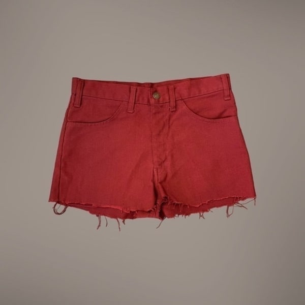 Vintage 60s Levi’s Upcycled High Waist Denim Cutoff Shorts Red