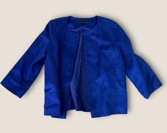 Veste de costume en polaire Harve Benard vintage des années 90 bleu M