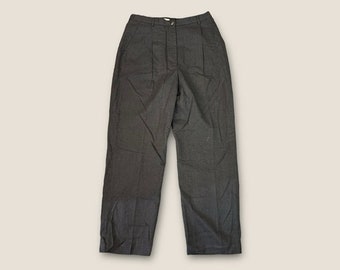 Pantalon taille haute en laine L.L. Bean de l'an 2000 vintage Gris 12