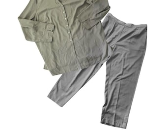 Vintage Y2K Norton McNaughton Relaxed Pant Set Olive Sage 3X 2X