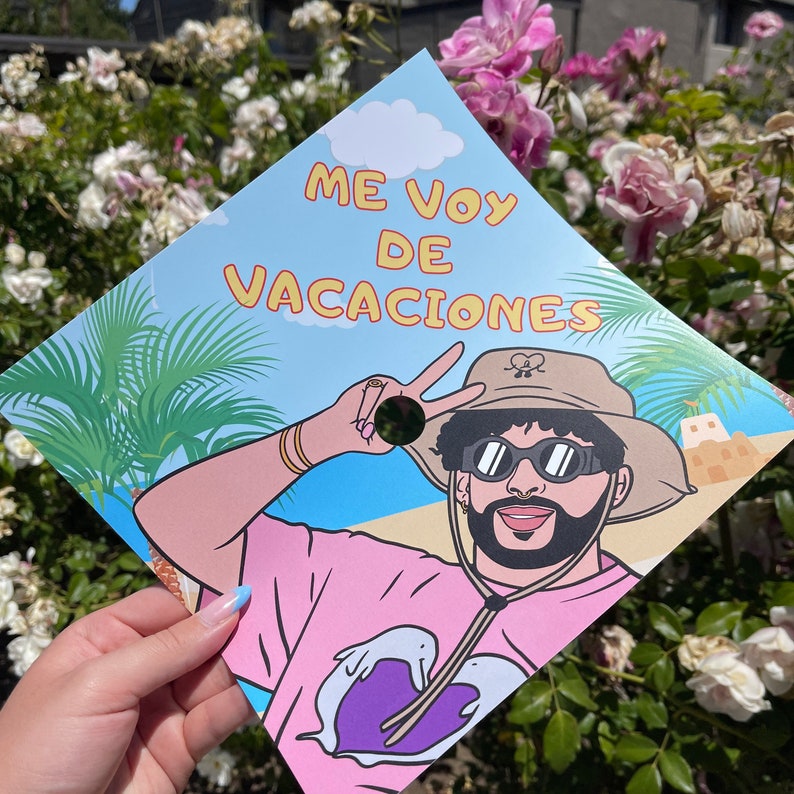 Bad Bunny Graduation Cap Topper 2022 Printed Bad Bunny Etsy Finland