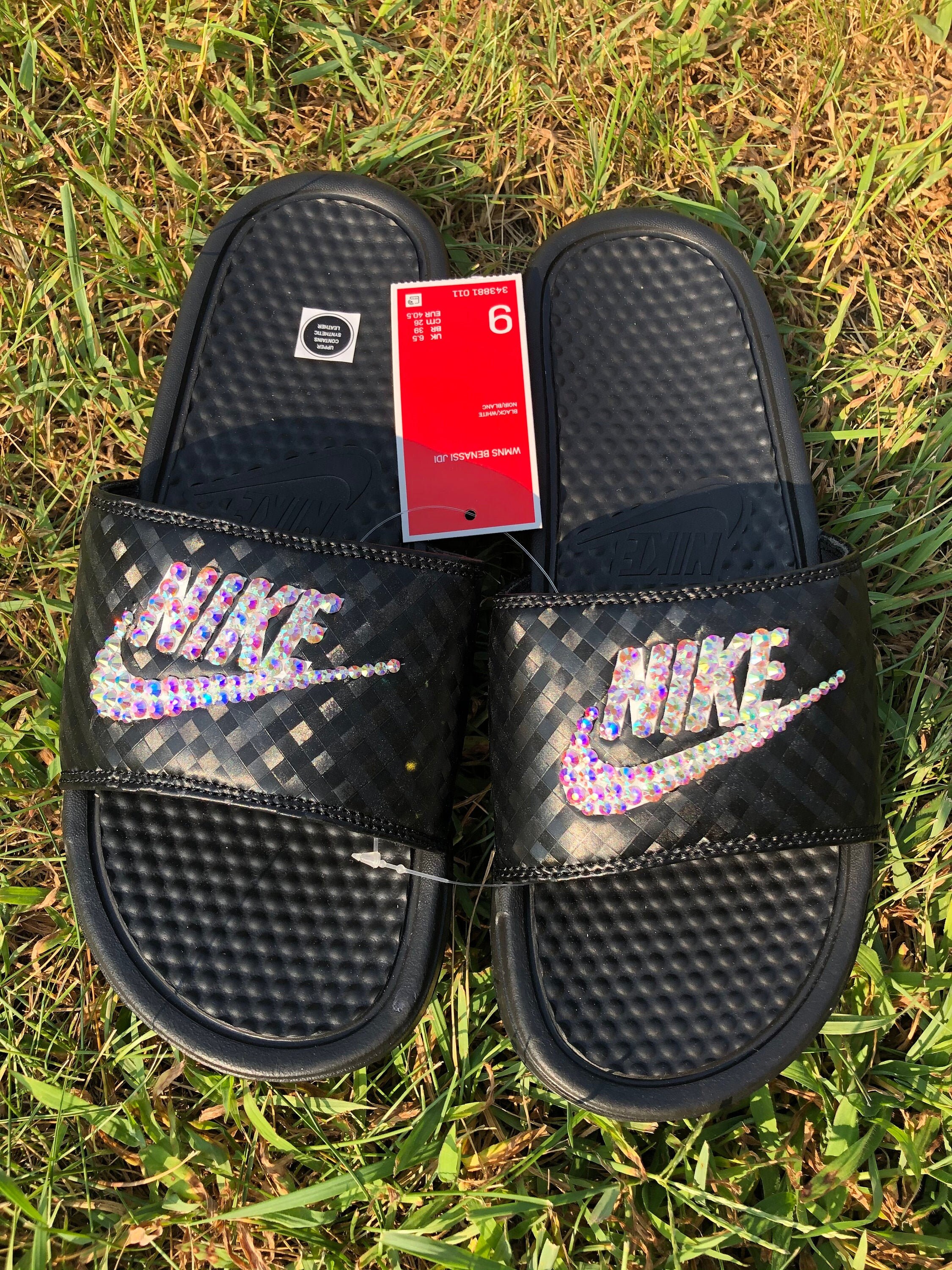 tabak weduwe Stressvol Rhinestone Nike Slides - Etsy