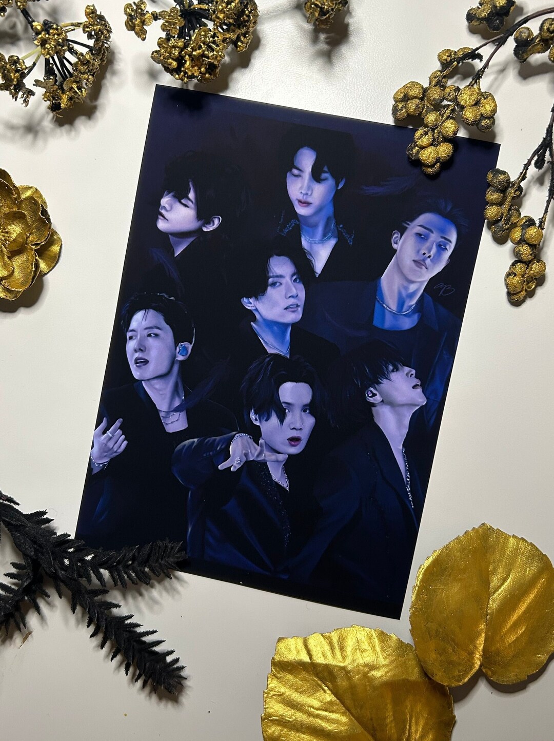 BTS Black Swan OT7 Drawing, Art Print 방탄소년단 Fanart Kpop Etsy