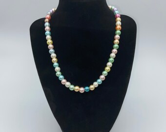 Multi-Color Glass Bead Choker Necklace