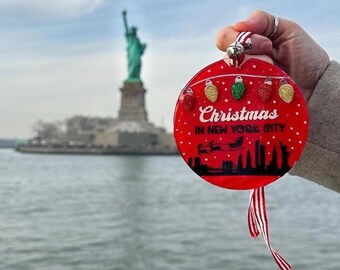 Personalized NYC Christmas Ornament: Epoxy Acrylic New York City Keepsake