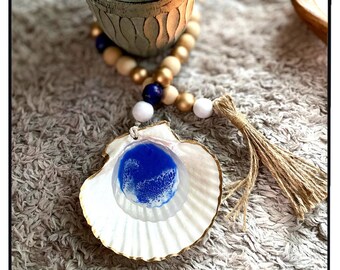 Coastal Beaded Garland with Shell, Home Decor, Seashell, Gifts, Beach House Decor