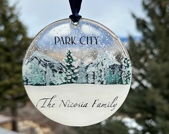 Personalized Mountain Ornament: Hand-Painted Keepsake Gift