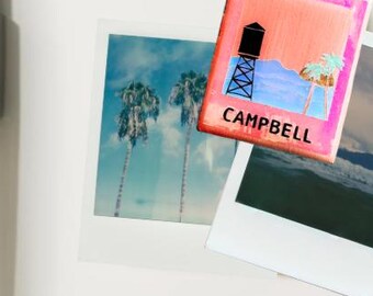 Personalized Travel Photo Magnet: Epoxy Resin Art, Wood Fridge Decor
