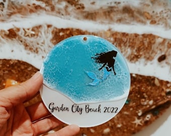 Beach Ornament, Christmas Ornament, Custom Christmas Ornament, Personalized Ornaments, Christmas Gifts, Handmade, 2025, QTY 1 EACH, Mermaid