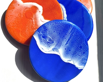 UF Gators Coasters: Orange and Blue Gator Decor - Set of 4