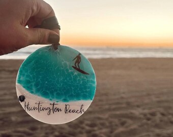 Beach Ornament, Christmas Ornament, Custom Christmas Ornament, Personalized Ornaments, Christmas Gifts, Handmade, 2025, QTY 1 EACH, Surfer