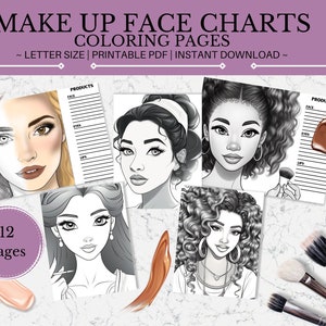 Makeup Face Chart, Face Chart Practice Sheets, Printable Make up