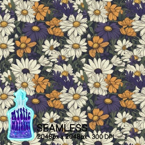 Daisies Floral Seamless Pattern I flowers I tiling | Instant download I commercial use I fabric