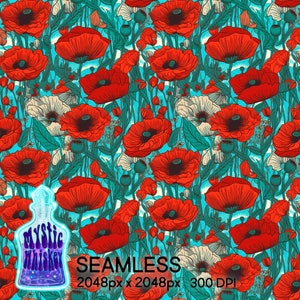 Poppies Floral Seamless Pattern I flowers I tiling | Instant download I commercial use I fabric