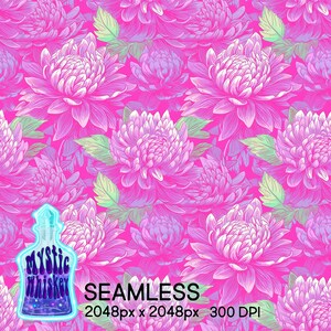 Pink Dahlia Floral Seamless Pattern I flowers I tiling | Instant download I commercial use I fabric