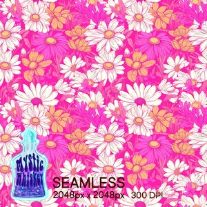 Daisies Floral Seamless Pattern I flowers I tiling | Instant download I commercial use I fabric