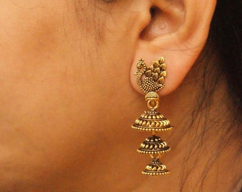 gold jhumka 3 layer
