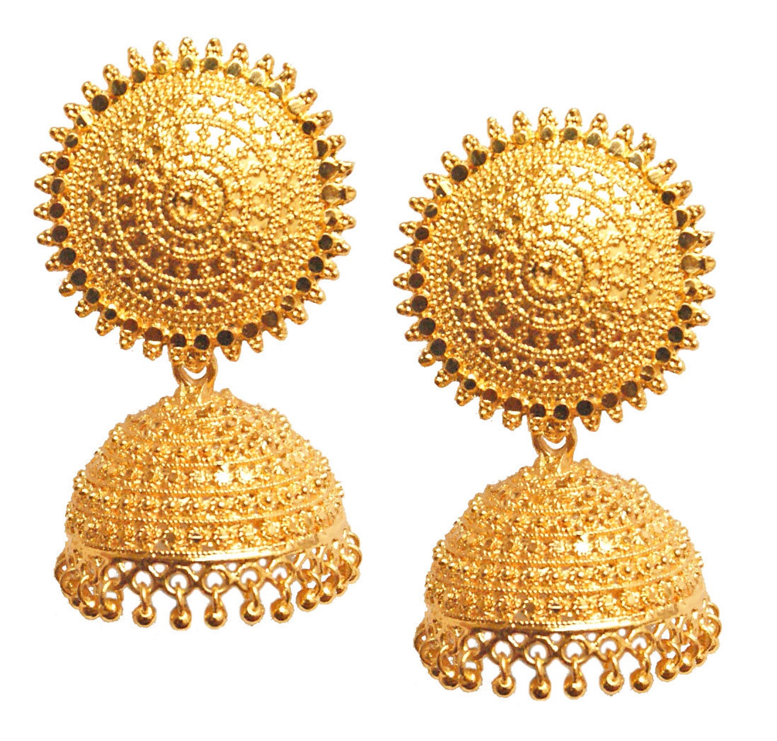 Big Gold Plated Jhumka EarringsIndian JewelryRound Stud Etsy
