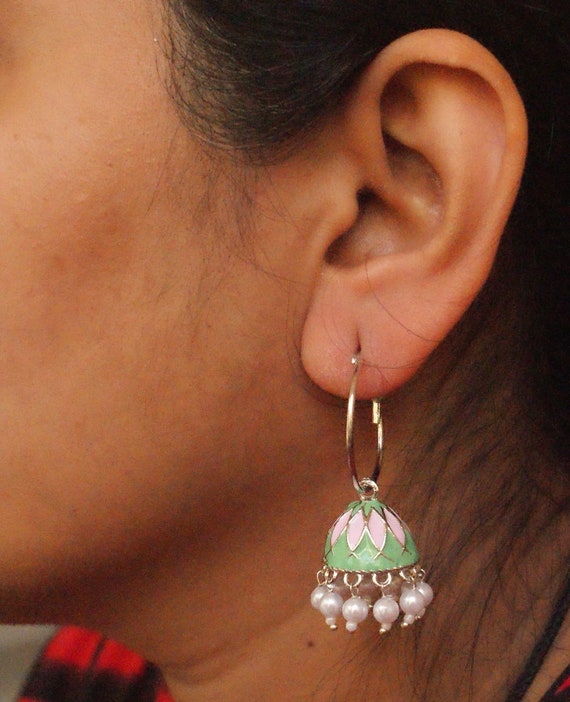 Discover 216+ silver hoop jhumka earrings super hot
