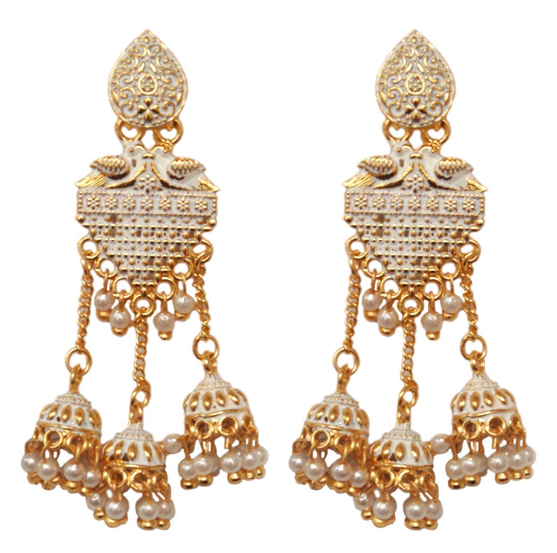 Zinx Jhumkas Indische Ohrringe - Lange Hängende Traditionelle Schmuck Set Für Frauen