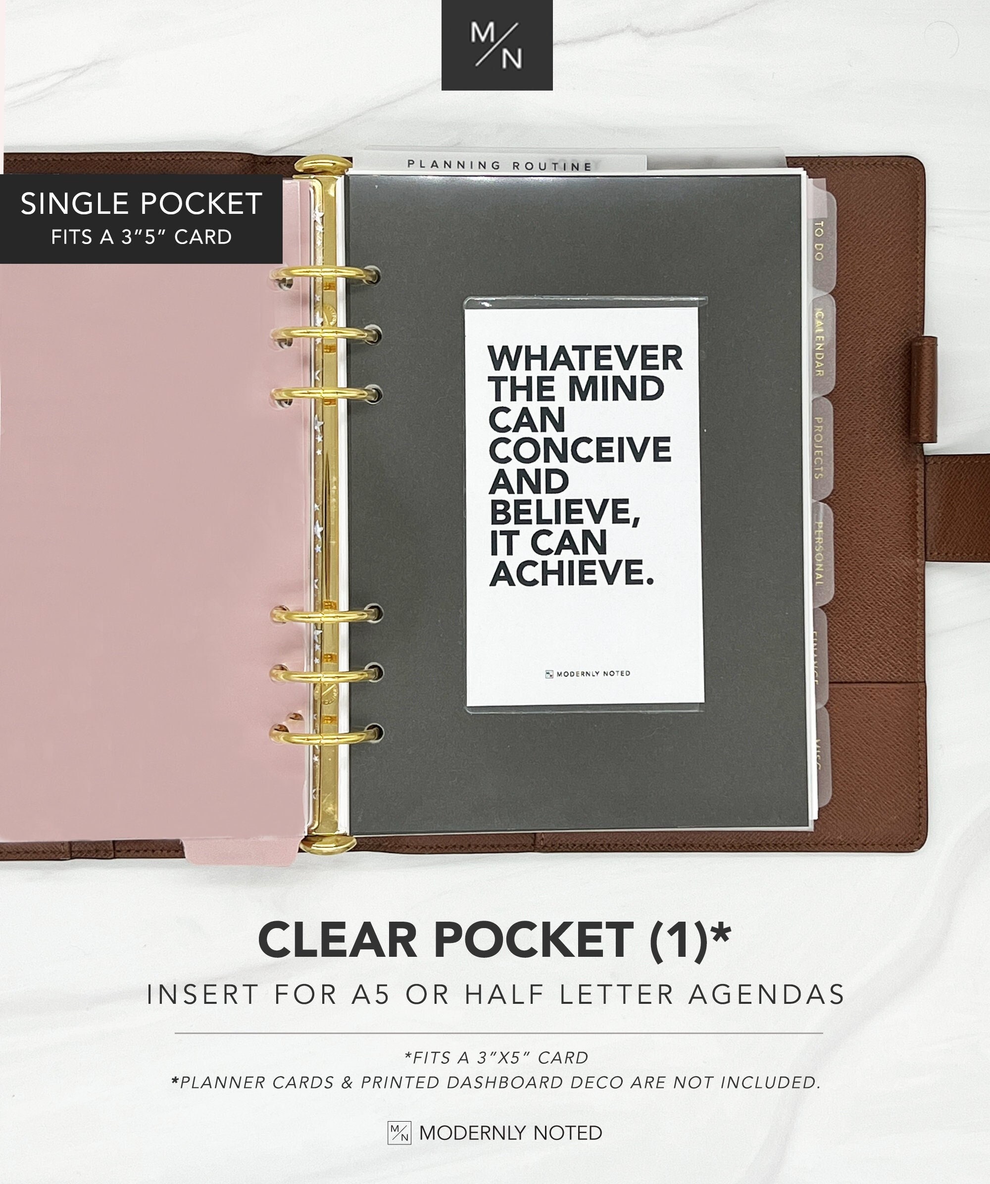 PM Size Agenda / Pocket Zipper Organizer PVC envelope & Ruler Fits For PM  Agenda