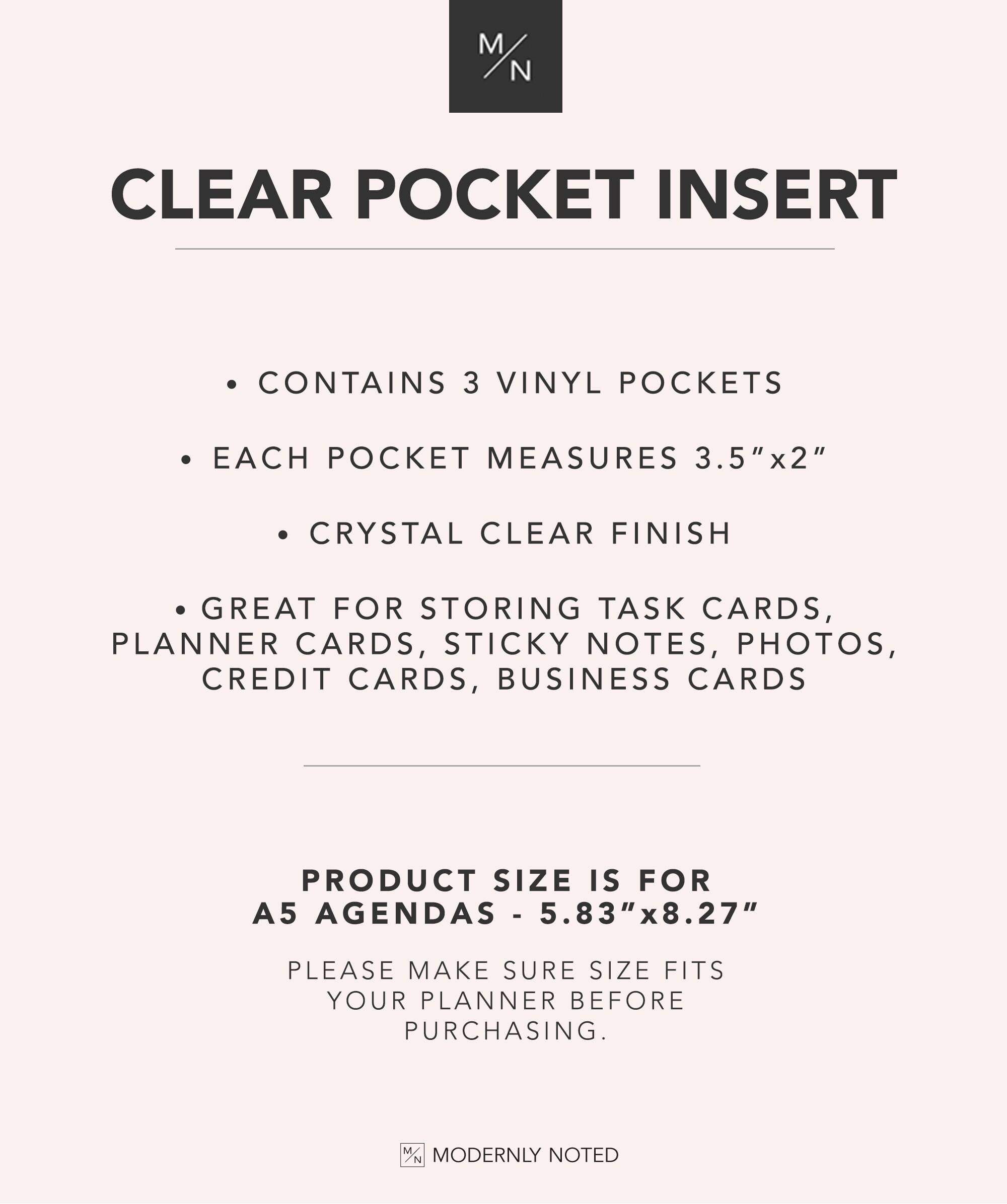 Crystal Clear Pockets for Planners to Store Planner Cards 