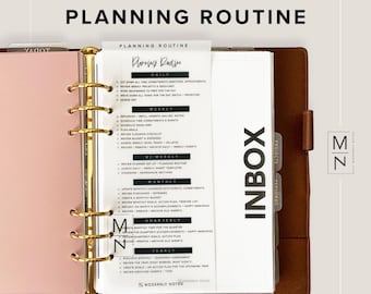 Plannning Routine Vellum Dashboard for A5, Half Letter, Personal Planner Agendas with Clear Tab 'Planning Routine' Imprint