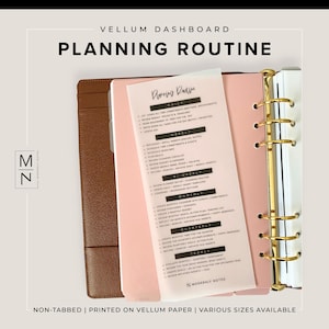 Plannning Routine Vellum &#39;Half-Size&#39; Dashboard for A5, Half Letter, Personal Planner Agendas