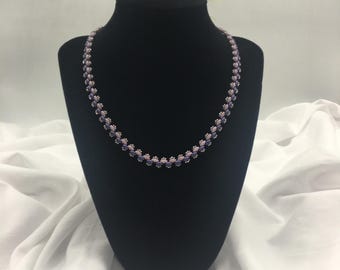 Handmade Purple Beaded Necklace / Boho Jewelry