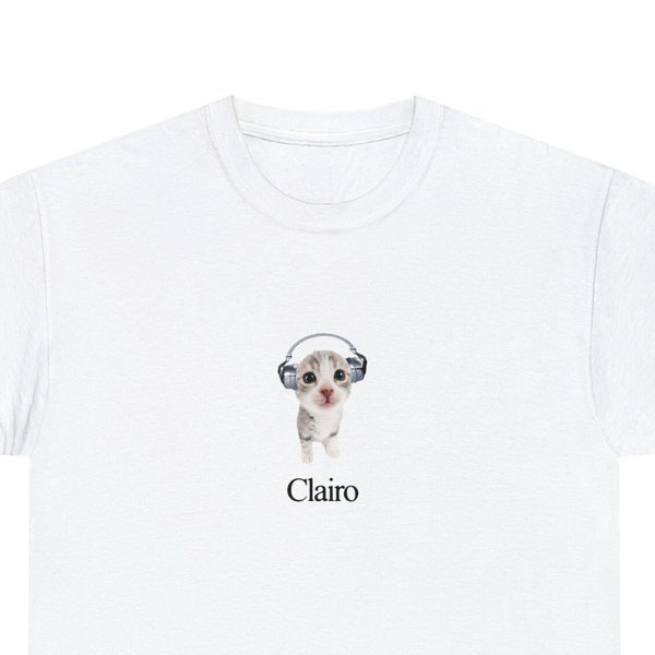 Clairo Cat T Shirt Fan Merch Cute Cat Listening to Music Funny Shirt