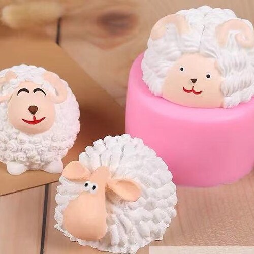 Liobelon Sheep Mold, 3D Sheep Silicone Mold Sheep-Shape Candle Mold Farm Animal Resin Molds, Sheep Chocolate Fondant Mold, Cute Animal Cake Topper Making Tool For Candy Dessert Ice Cube Baking (A