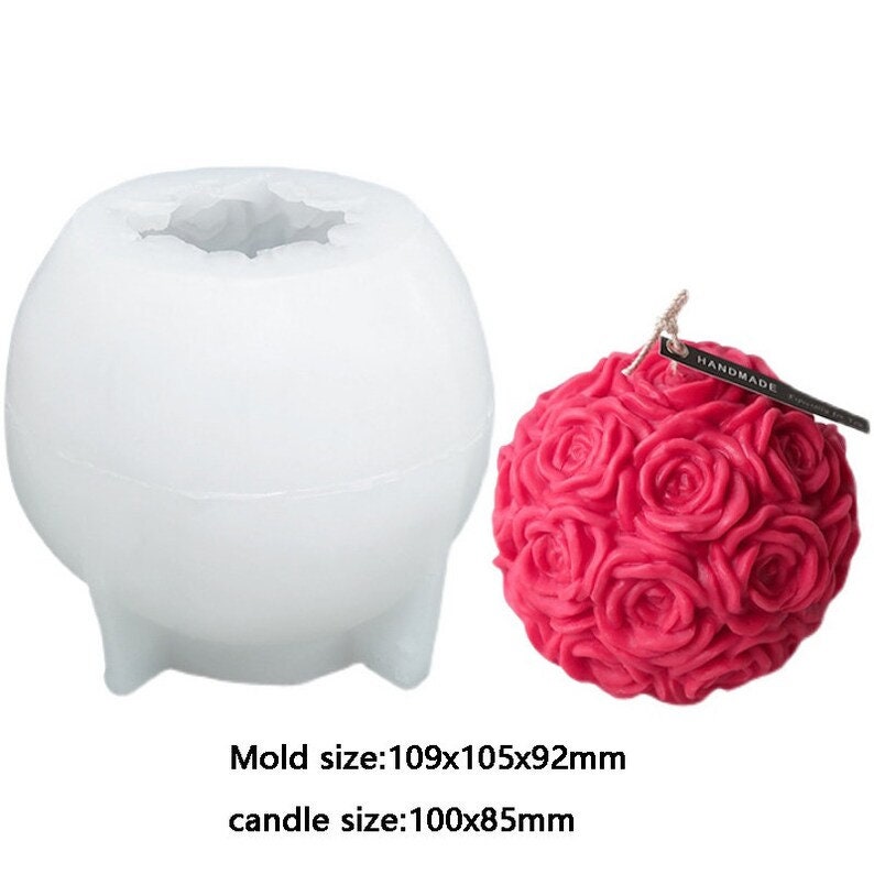 Rose Flower Silicone DIY Mold Soap Candle Chocolate Candy Mould 3D Rose  Flower Candle Mould Silicone Mold for Candle Making DIY Candle Mould 