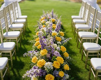 Purple Yellow Flower Arch,Table Flower Floral Arrangements
