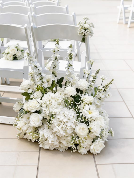 White Baby's Breath Hydrangea Runner,Ground Flower,Wedding Ceremony Sweettable Decor