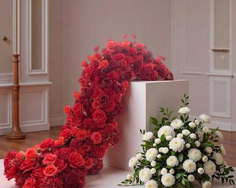 Red Wedding Rose Flower Garland,Wedding Arch Arrangement Decor