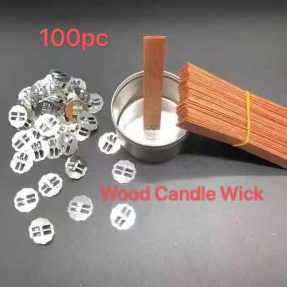 100PC Wood Candle Wick With Clips for Making Soy Candle Cross Wooded Wicks  Crackling Wood Wicks DIY Bee Soy Wax Candle Making Supplies 