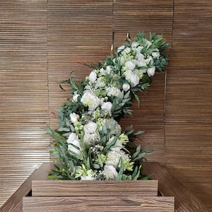 White Rose Flower Eucalyptus Garland,Wedding Table Flower Runner,Artificial Flowers Row,Wedding Arch Flowers,Wedding Floral Decor