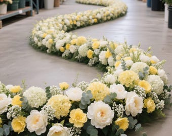 Table Flower Garland,Ground Flowers Wedding,Flowers for Wedding Ceremony,Wedding Arch Decor